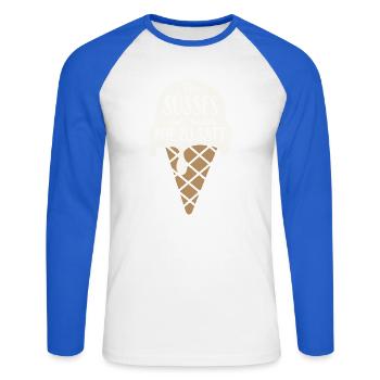 eis für süßes ist man nie zu satt, eistüte - Unisex Baseballshirt langarm - Weiß/Royalblau - Vorne - Nik (191cm)