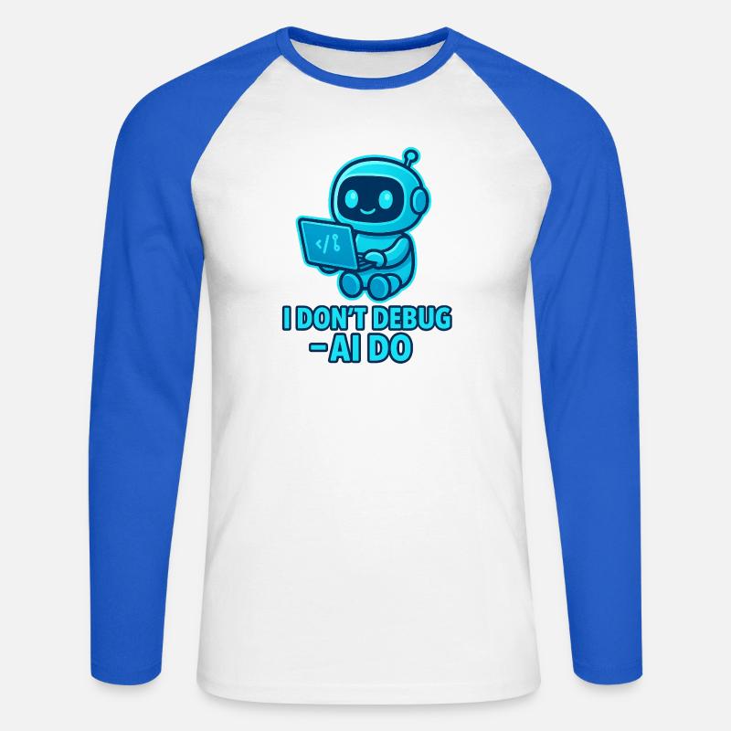 AI Debug: AI takes over debugging - Unisex Long Sleeve Baseball T-Shirt - white/royal blue