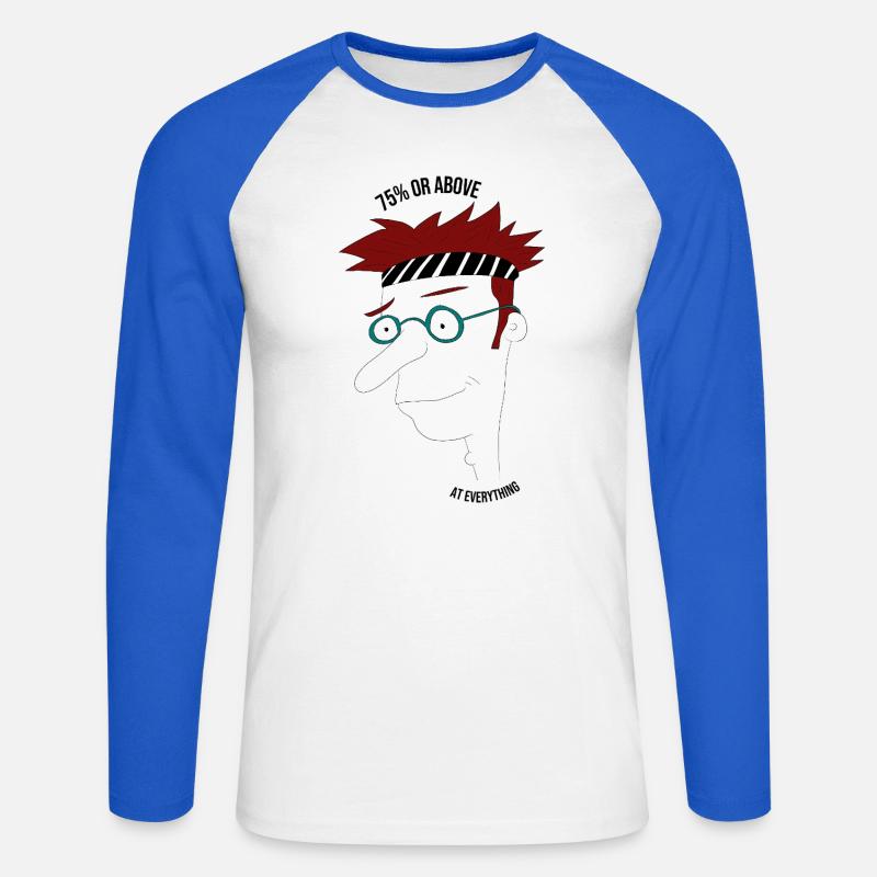 75 % oder mehr in allem, Mann - Unisex Baseballshirt langarm - Weiß/Royalblau