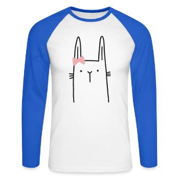 Hase Mädchen Osterhase - Unisex Baseballshirt langarm - Weiß/Royalblau - Vorne - Nik (191cm)