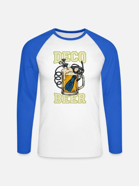 Deco Dive Beer Schnorchel - Unisex Baseballshirt langarm - Weiß/Royalblau