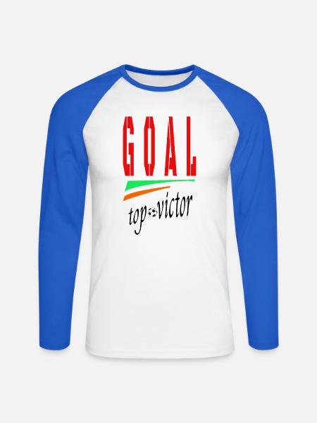 Goal Design Fußballtor Kunst - Unisex Baseballshirt langarm - Weiß/Royalblau