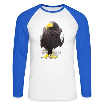 Vogeltier Greifvogel Krallen Falkner Beizjagd - Unisex Baseballshirt langarm - Weiß/Royalblau - Vorne - Nik (191cm)