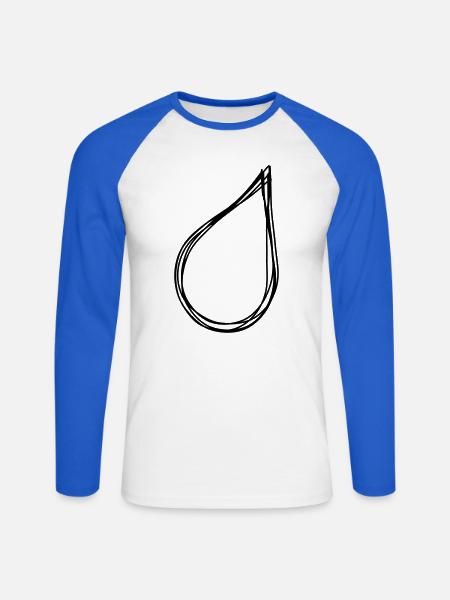 Tropfen handgezeichnet - Unisex Baseballshirt langarm - Weiß/Royalblau