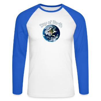 Tag der Erden Day of Earth - Unisex Baseballshirt langarm - Weiß/Royalblau - Vorne - Nik (191cm)