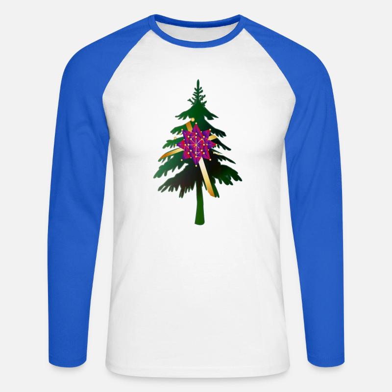 Christbaum oder Weihnachtsbaum & Geschenkschleife - Unisex Baseballshirt langarm - Weiß/Royalblau