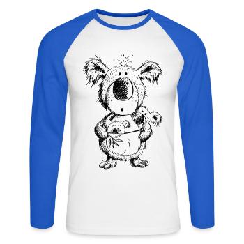 Koala Maman avec des bébés - T-shirt baseball manches longues Homme - blanc/bleu royal - Devant - Nik (191cm)