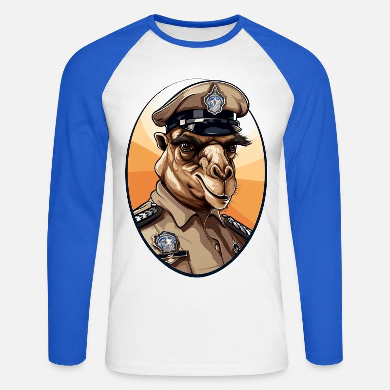 Kamel Polizei - Unisex Baseballshirt langarm - Weiß/Royalblau