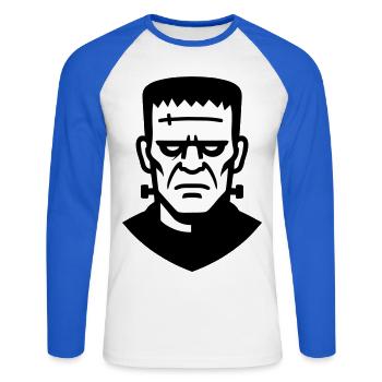 Illustration de monstre d’horreur vintage - T-shirt baseball manches longues Homme - blanc/bleu royal - Devant - Nik (191cm)