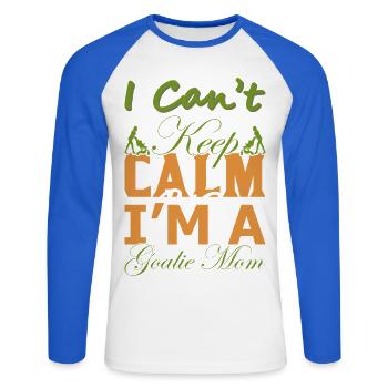 Cadeau drôle de maman gardien – Chemise Je n’arrive pas à garder son calme - T-shirt baseball manches longues Homme - blanc/bleu royal - Devant - Nik (191cm)