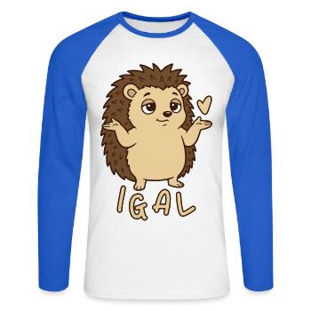 Igel egal igal - Unisex Baseballshirt langarm - Weiß/Royalblau - Vorne - Nik (191cm)