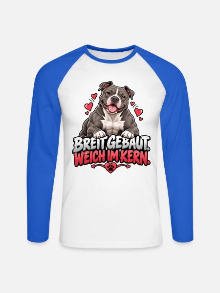 Weicher Bully - Unisex Baseballshirt langarm - Weiß/Royalblau