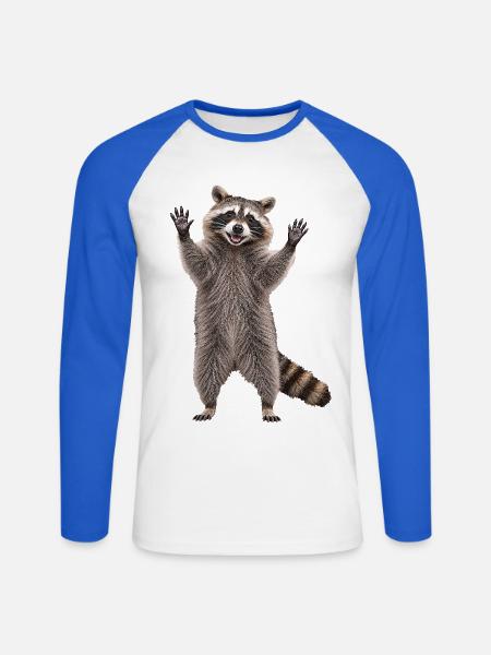 Waschbaer - Unisex Baseballshirt langarm - Weiß/Royalblau