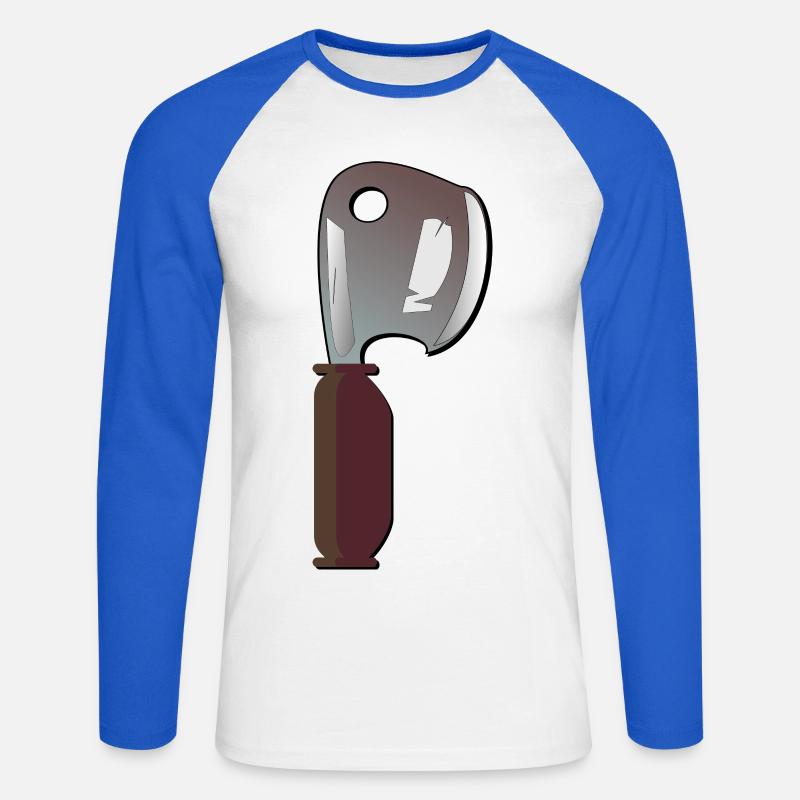 Hackbeil KÜCHENMESSER KÜCHE KOCHEN - Unisex Baseballshirt langarm - Weiß/Royalblau