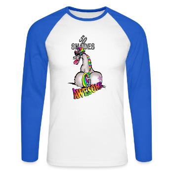 Unicorn 50 shadesawe - Unisex Baseballshirt langarm - Weiß/Royalblau - Vorne - Nik (191cm)