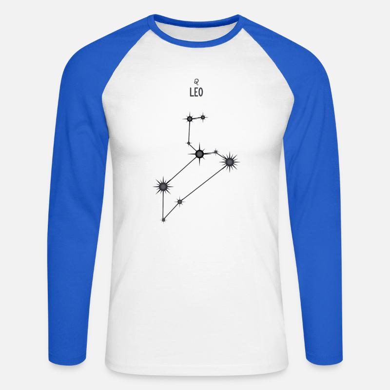 Sternzeichen Löwe Sternbild Sternbild Schwarz & Grau - Unisex Baseballshirt langarm - Weiß/Royalblau
