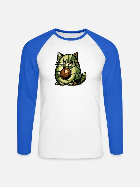 AvoCat-Kubismus-Version - Unisex Baseballshirt langarm - Weiß/Royalblau