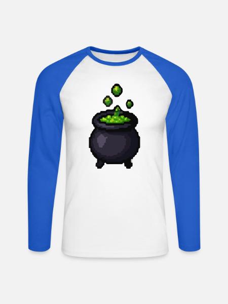 Grüner Zauberbottich - Unisex Baseballshirt langarm - Weiß/Royalblau