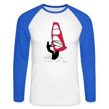 Windsurfing - Unisex Baseballshirt langarm - Weiß/Royalblau - Vorne - Nik (191cm)