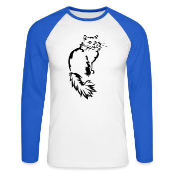 Perser - Perserkatze - Unisex Baseballshirt langarm - Weiß/Royalblau - Vorne - Nik (191cm)