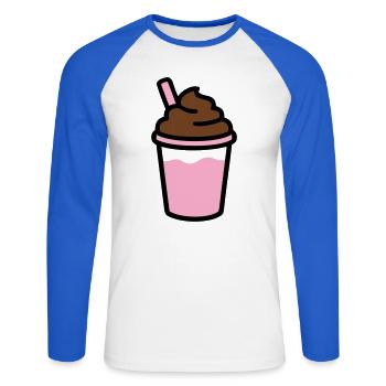 Logo du smoothie au café glacé - T-shirt baseball manches longues Homme - blanc/bleu royal - Devant - Nik (191cm)