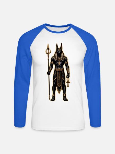 Anubis-Kriegspriester - Unisex Baseballshirt langarm - Weiß/Royalblau