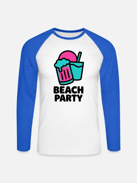 Beach Party Bierkruege Logo - Unisex Baseballshirt langarm - Weiß/Royalblau
