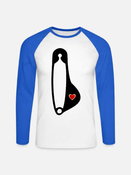 Sicherheitsnadel Näherin Schwangerschaft - Unisex Baseballshirt langarm - Weiß/Royalblau