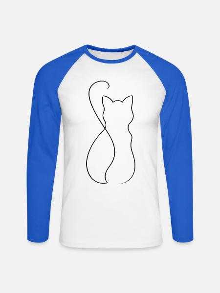 Katze - Unisex Baseballshirt langarm - Weiß/Royalblau