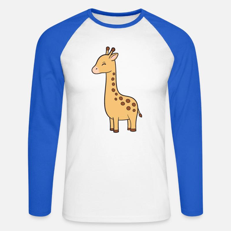 Giraffe - Unisex Baseballshirt langarm - Weiß/Royalblau