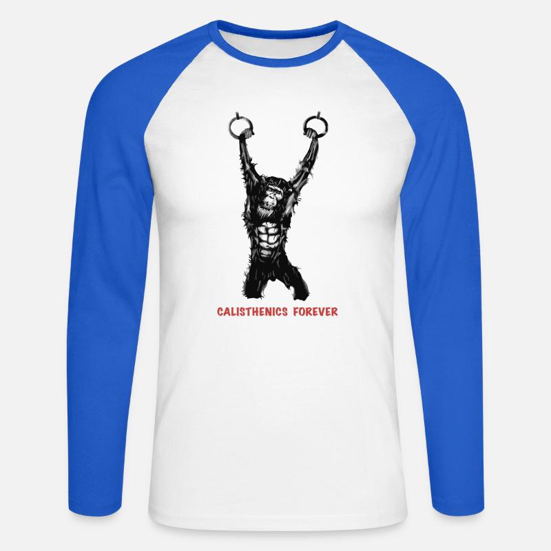 Calisthenics Evolution - Gymnastikringe - Unisex Baseballshirt langarm - Weiß/Royalblau