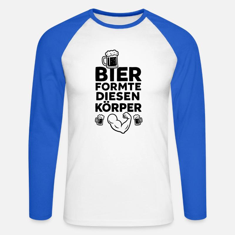 Bier formte diesen Körper - Unisex Baseballshirt langarm - Weiß/Royalblau