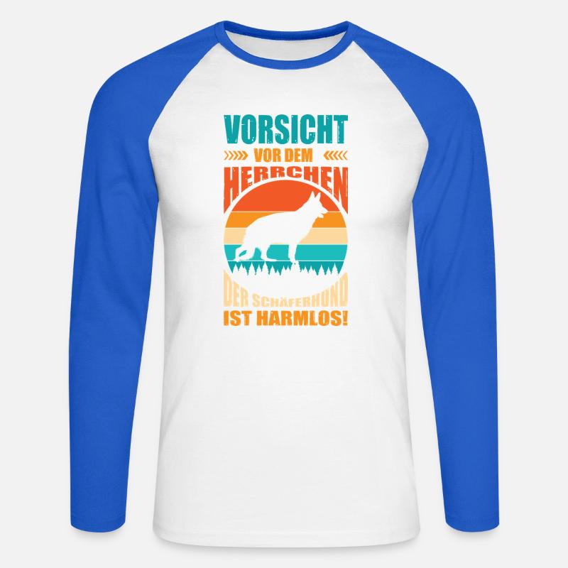 Schäferhund Geschenke Hund Herrchen Gassi - Unisex Baseballshirt langarm - Weiß/Royalblau
