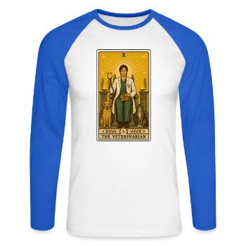 Tierarzt | Tiere Beruf Tarot - Unisex Baseballshirt langarm - Weiß/Royalblau - Vorne - Nik (191cm)