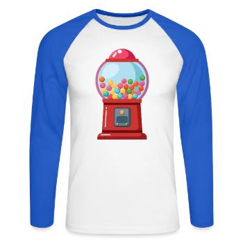 Gumball Machine - Unisex Long Sleeve Baseball T-Shirt - white/royal blue - Front - Nik (191cm)