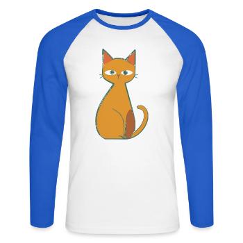 Lässig Wie Eine Katze - Unisex Baseballshirt langarm - Weiß/Royalblau - Vorne - Nik (191cm)