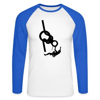 klettern bouldern felsklettern berge Bergsport - Unisex Baseballshirt langarm - Weiß/Royalblau - Vorne - Nik (191cm)