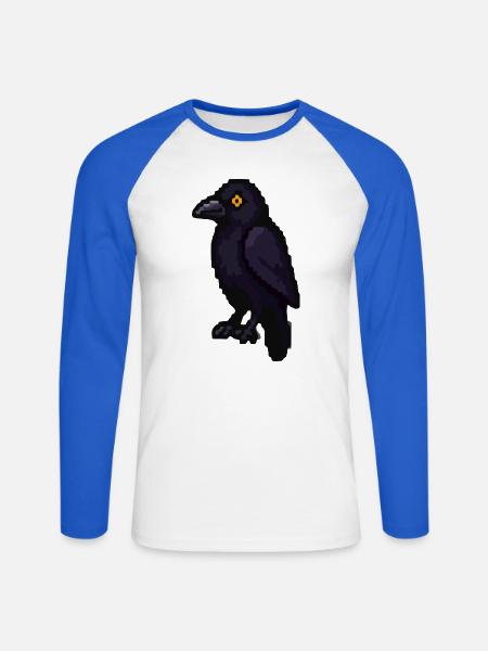 Dunkler Rabe im Purpurlicht - Unisex Baseballshirt langarm - Weiß/Royalblau