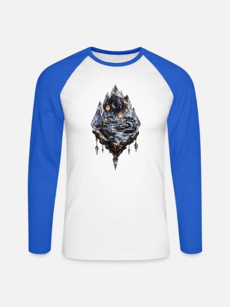 Sternenmoor im schwebenden Kristallterrarium - Unisex Baseballshirt langarm - Weiß/Royalblau