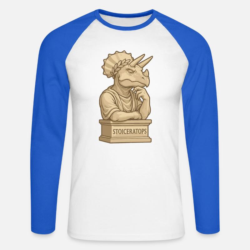 Stoiceratops - Unisex Long Sleeve Baseball T-Shirt - white/royal blue