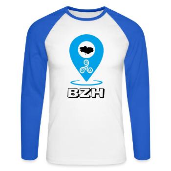 Triskel Breizh Blue - Unisex Long Sleeve Baseball T-Shirt - white/royal blue - Front - Nik (191cm)