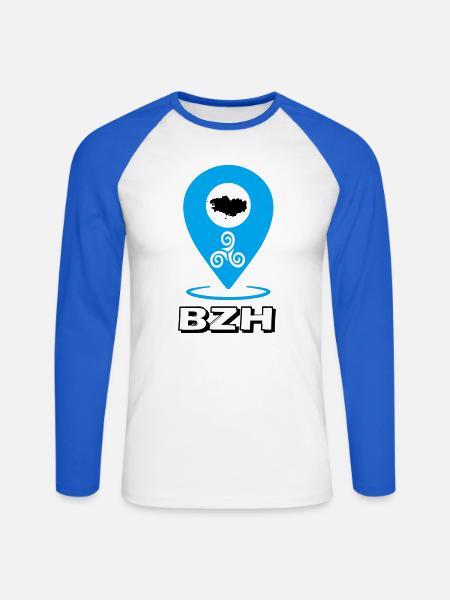 Triskel Breizh Blue - Unisex Long Sleeve Baseball T-Shirt - white/royal blue