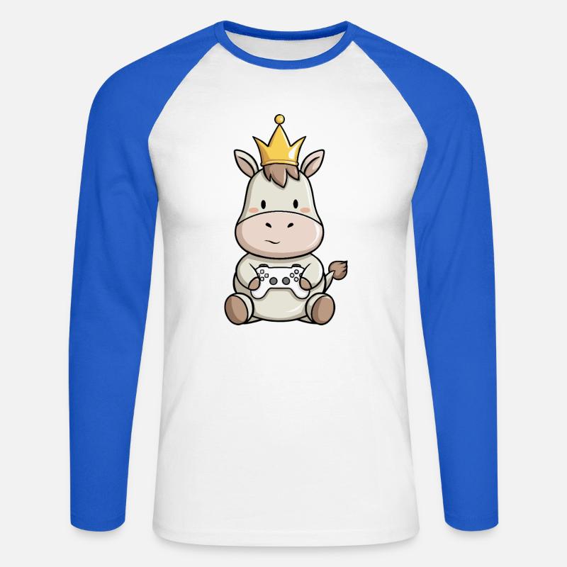 controller esel krone - Unisex Baseballshirt langarm - Weiß/Royalblau