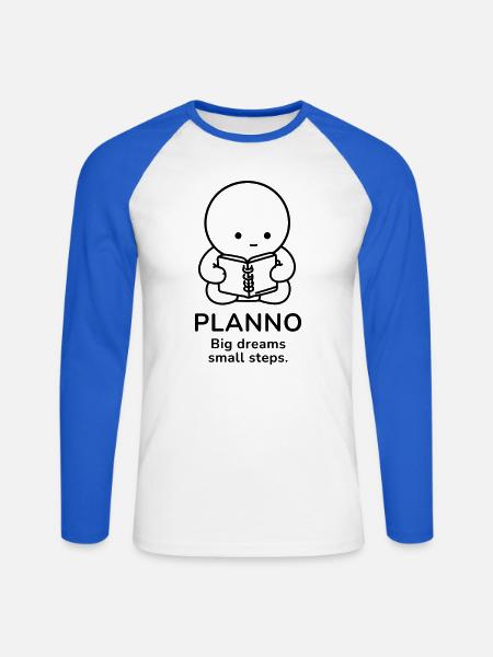 Planno – Big Dreams, Small Steps | Motivation - Unisex Baseballshirt langarm - Weiß/Royalblau
