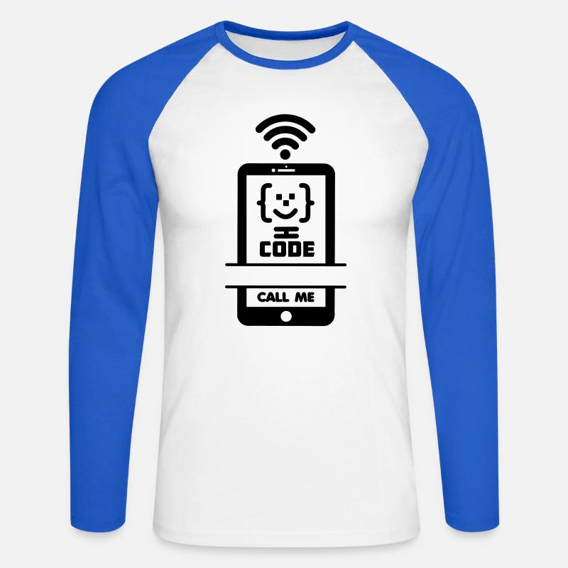 Call me phone coder gezchtje - Unisex Baseballshirt langarm - Weiß/Royalblau
