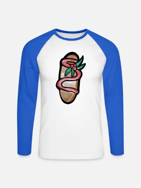 Serpent Bloom Sandale - Unisex Baseballshirt langarm - Weiß/Royalblau