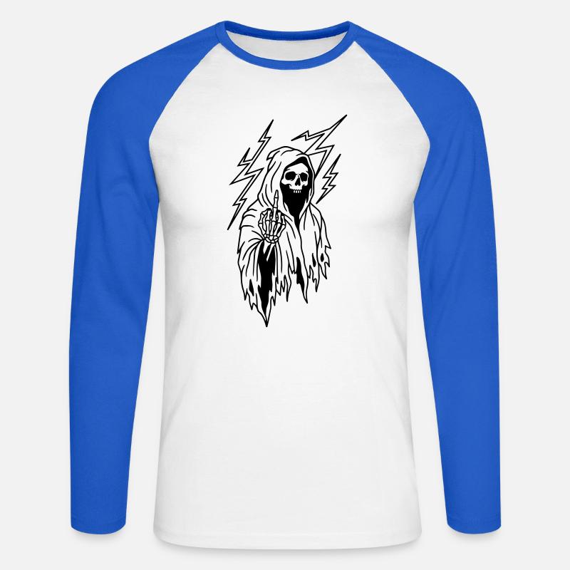 Mittelfinger - Unisex Baseballshirt langarm - Weiß/Royalblau