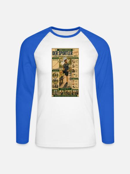 Der Sportler – Immer in Bewegung - Unisex Baseballshirt langarm - Weiß/Royalblau