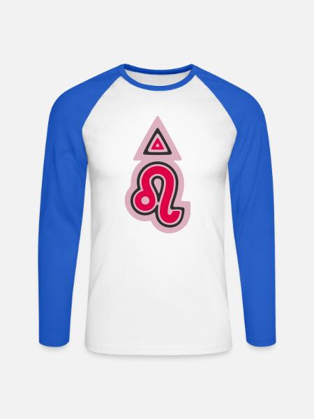 Zodiac Tribal Leo and Fire - Unisex Long Sleeve Baseball T-Shirt - white/royal blue