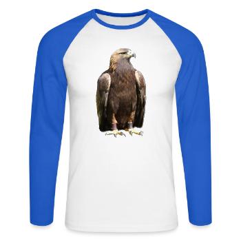 Vogeltier Greifvogel Krallen Falkner Beizjagd - Unisex Baseballshirt langarm - Weiß/Royalblau - Vorne - Nik (191cm)